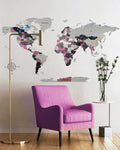 Premium 3D Wooden World Map — Rose