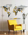 Premium 3D Wooden World Map — Sunshine