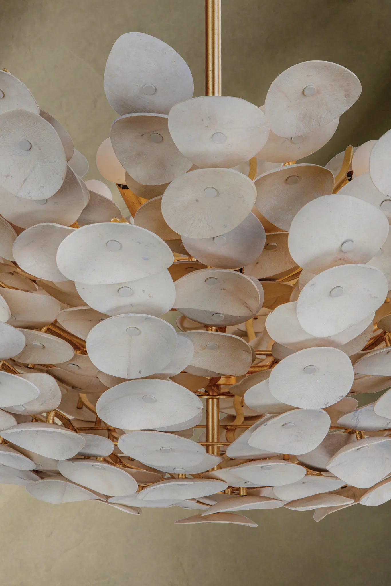 Aimi Ceiling Chandelier 81cm – Vintage Gold & White-Washed Coco Shell | Corbett Lighting