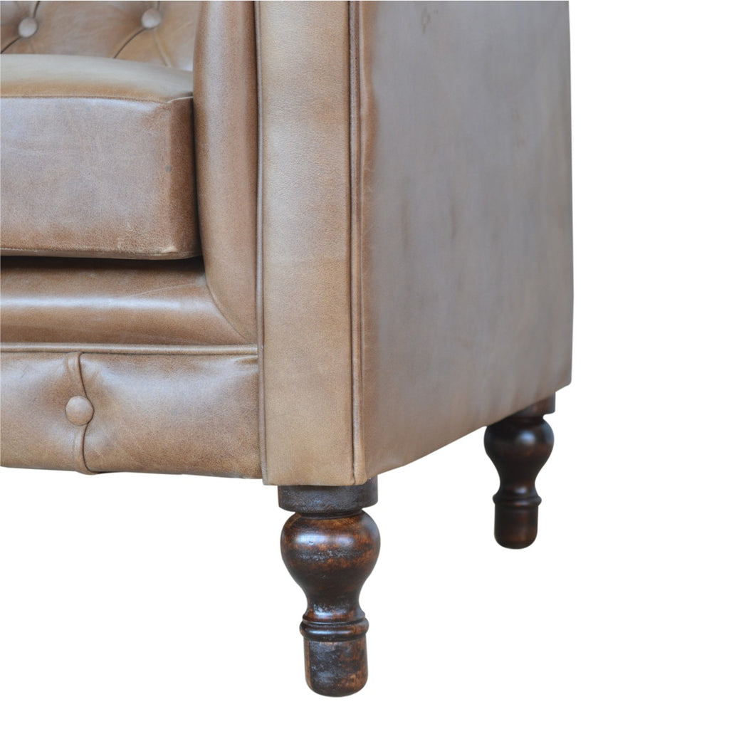 Buffalo leather Chesterfield two-seater sofa