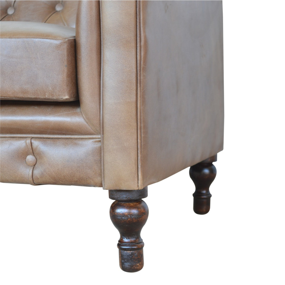 Buffalo leather Chesterfield two-seater sofa