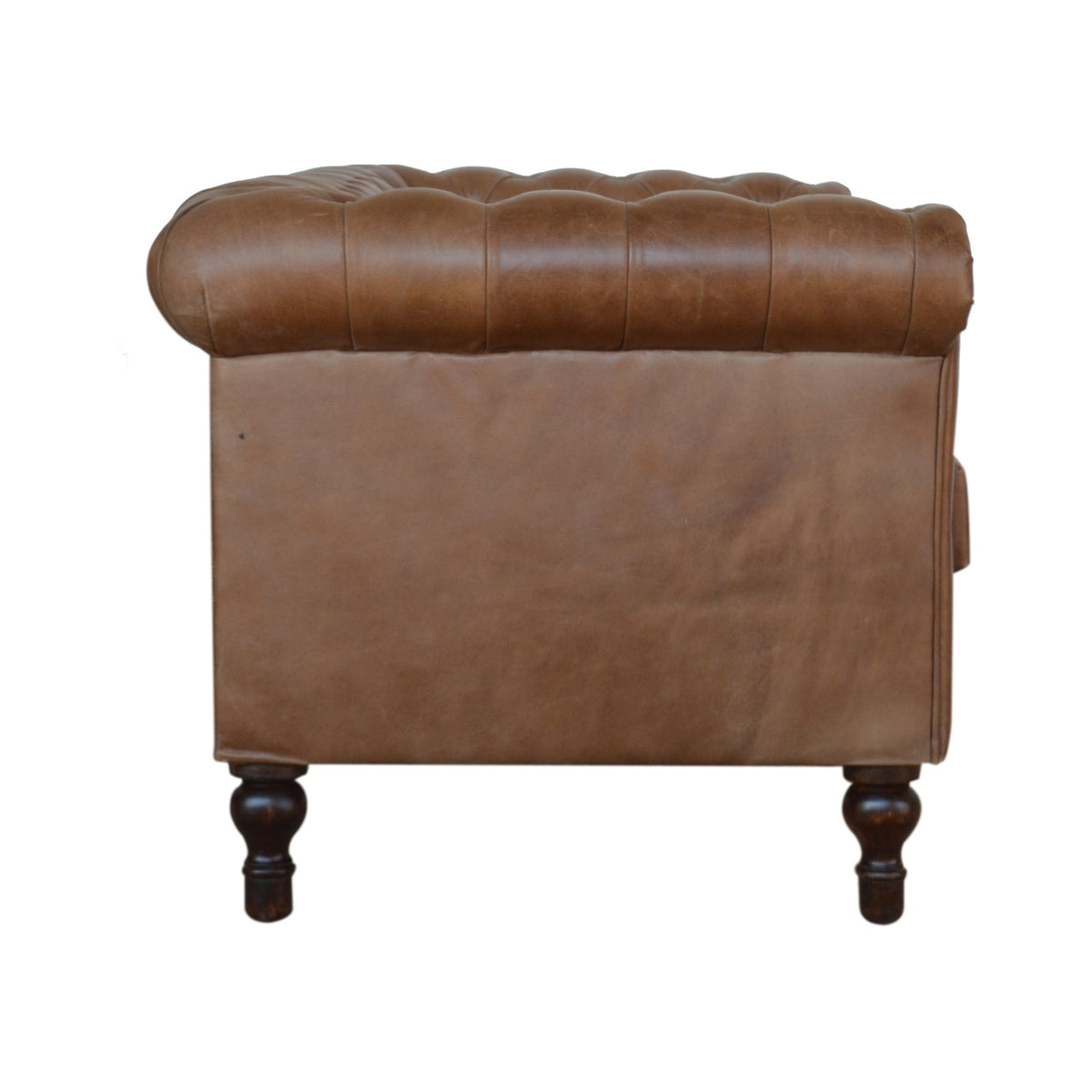 Buffalo leather sofa with solid mango wood frame