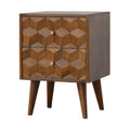 Chestnut Cube carved wood nightstand