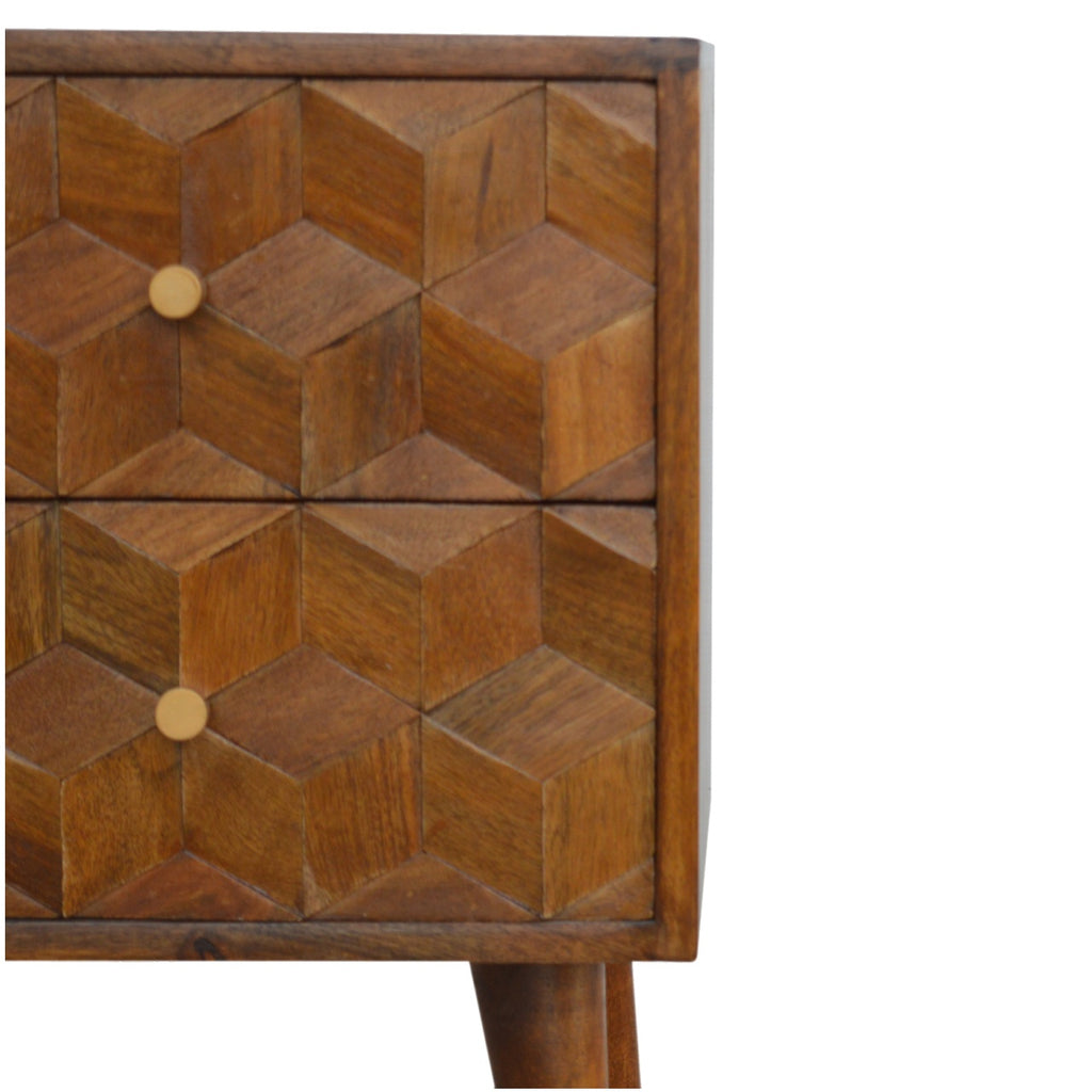 Chestnut Cube wooden bedside storage