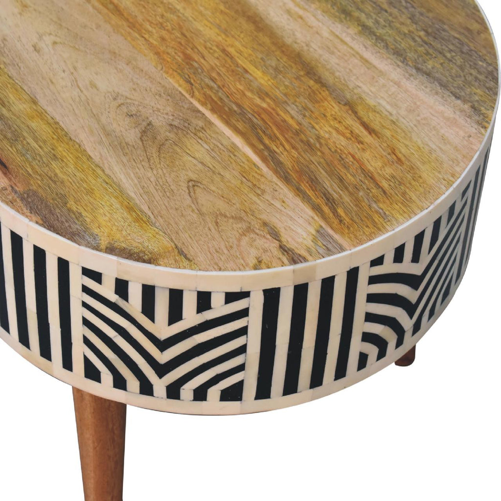 Chestnut wood frame and bone inlay Edessa coffee table
