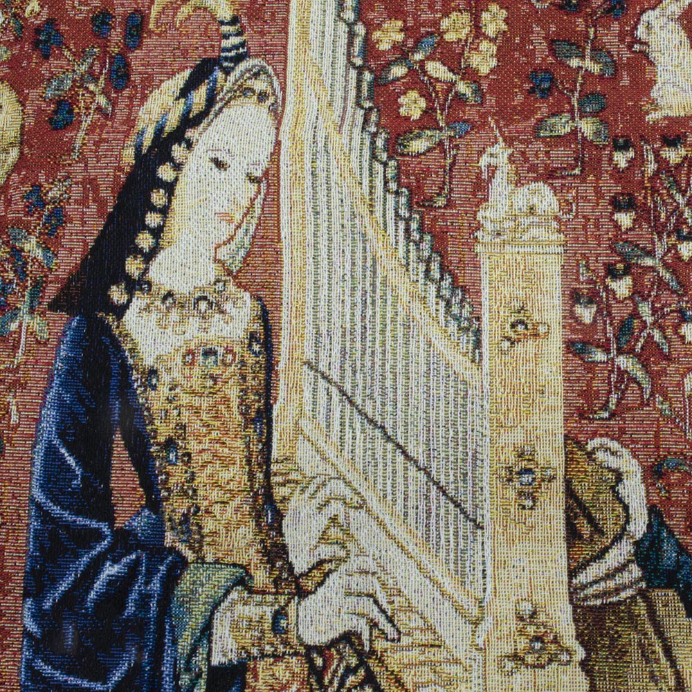 Lady & Unicorn Sense of Hearing Tapestry Wall Hanging | 2 Sizes