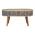 Edessa bone inlay coffee table with chestnut wood frame