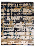 Extra-large brown hand-knotted wool rug with diamond pattern