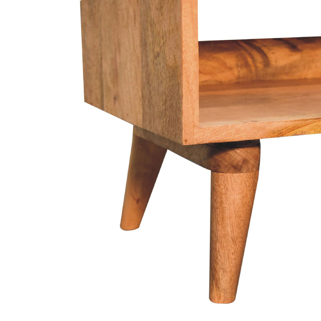 Solid Mango Wood Bench with Tan Leather Seat Pad