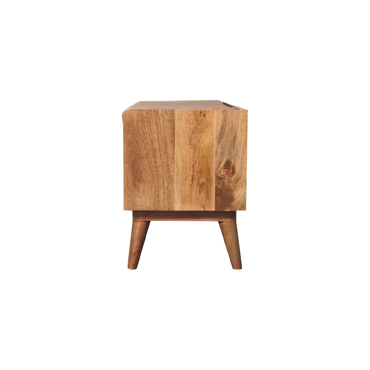 Solid Mango Wood Bench with Tan Leather Seat Pad