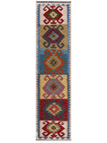 Long Maimana handwoven Afghan wool kilim runner, 308 x 80 cm