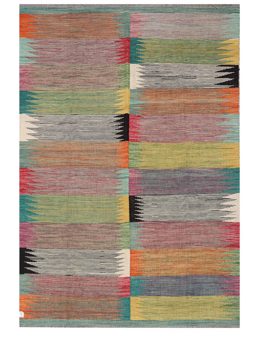 Maimana handwoven Afghan wool kilim rug, 252 x 172 cm