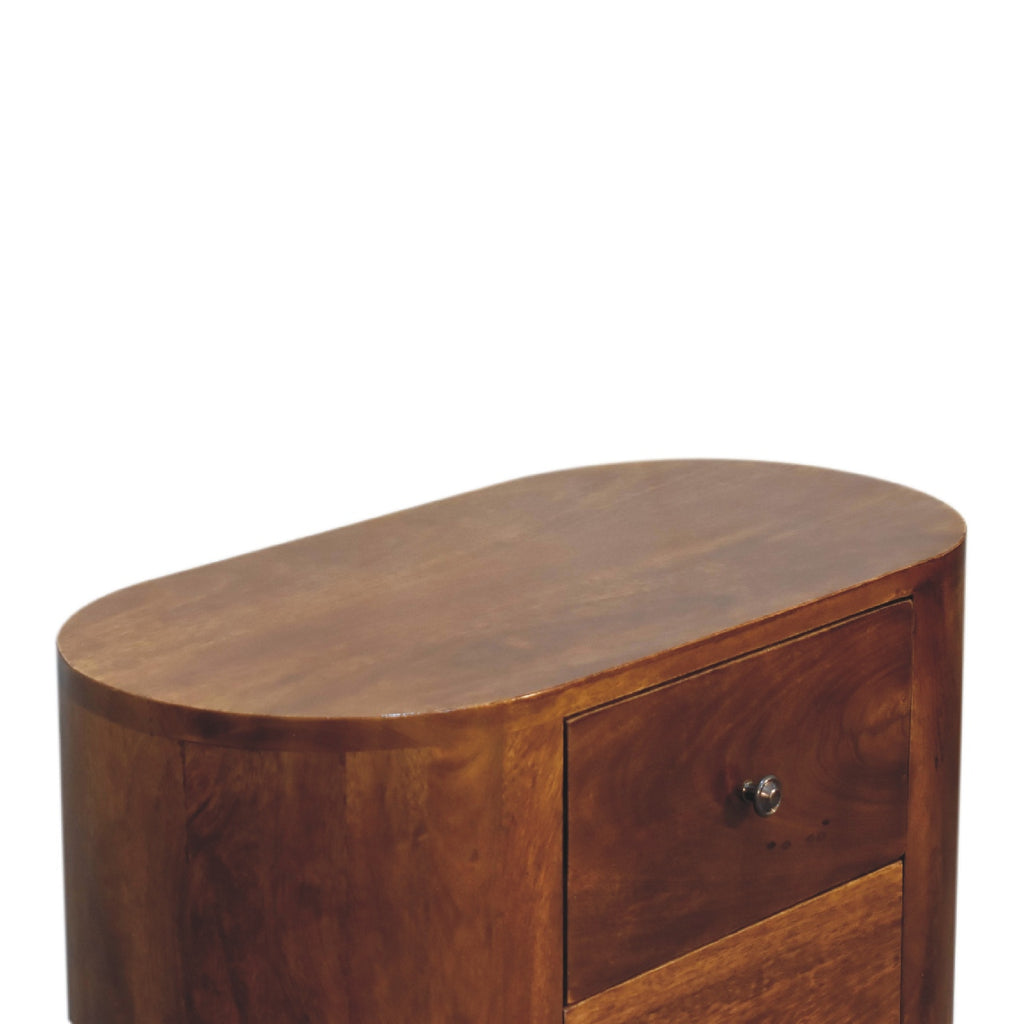 Mango wood mini 3 drawer cabinet with polished drawer knobs