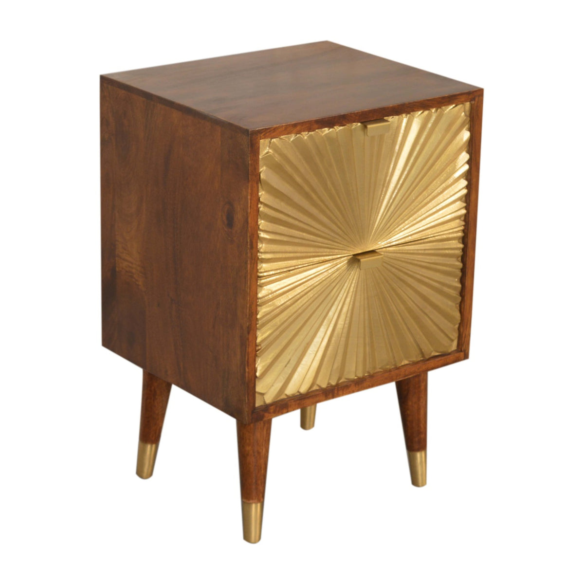Manila Gold mango wood nightstand with chestnut finish