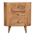 Oak-finish storage cabinet with Nordic-style legs