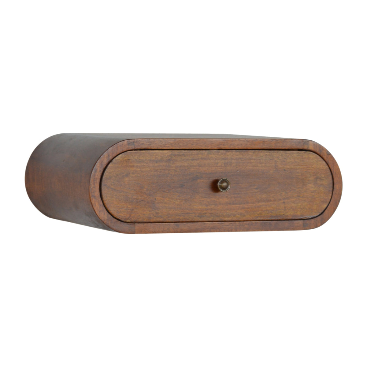 Rounded chestnut wood bedside table