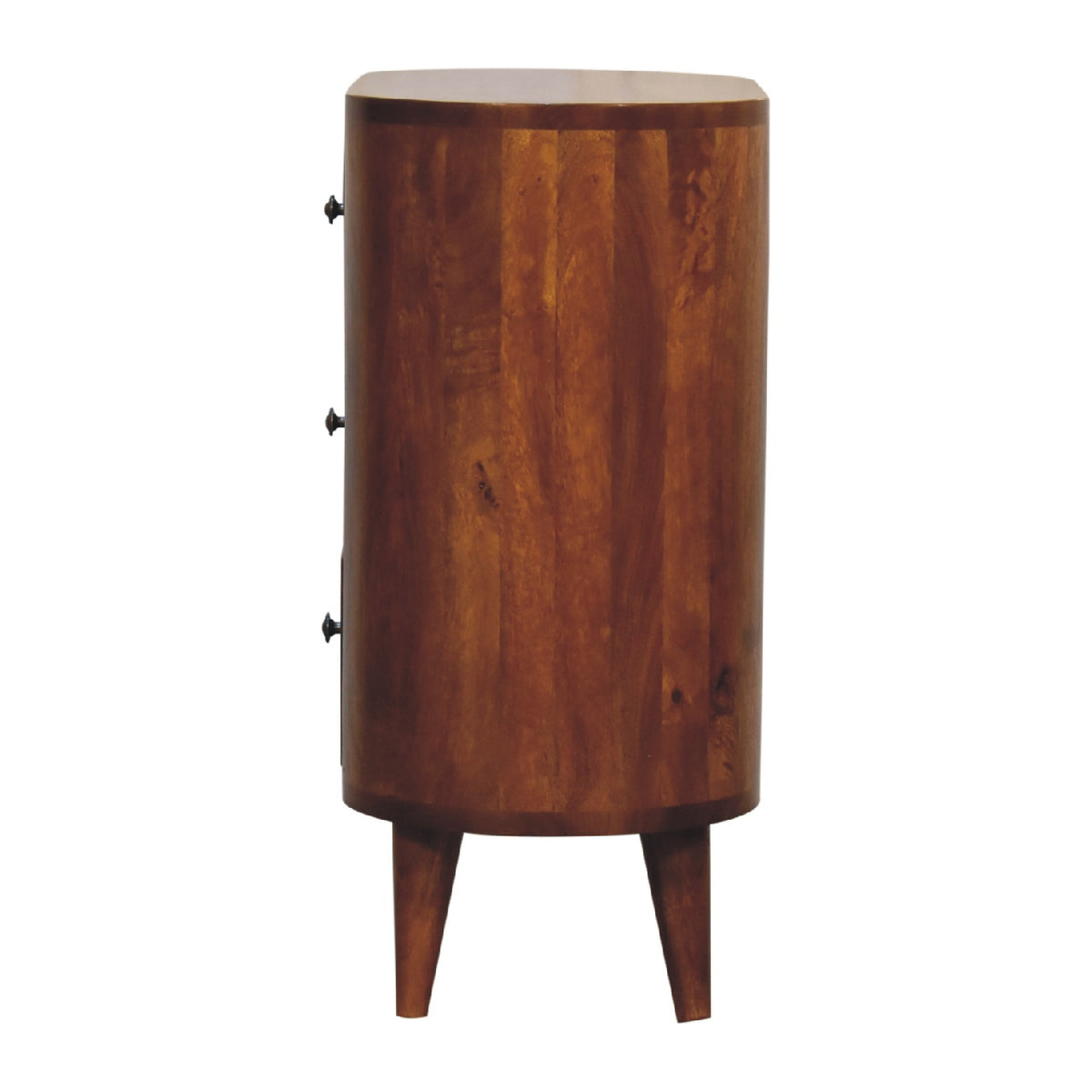 Small chestnut cabinet with raised Nordic-style legs