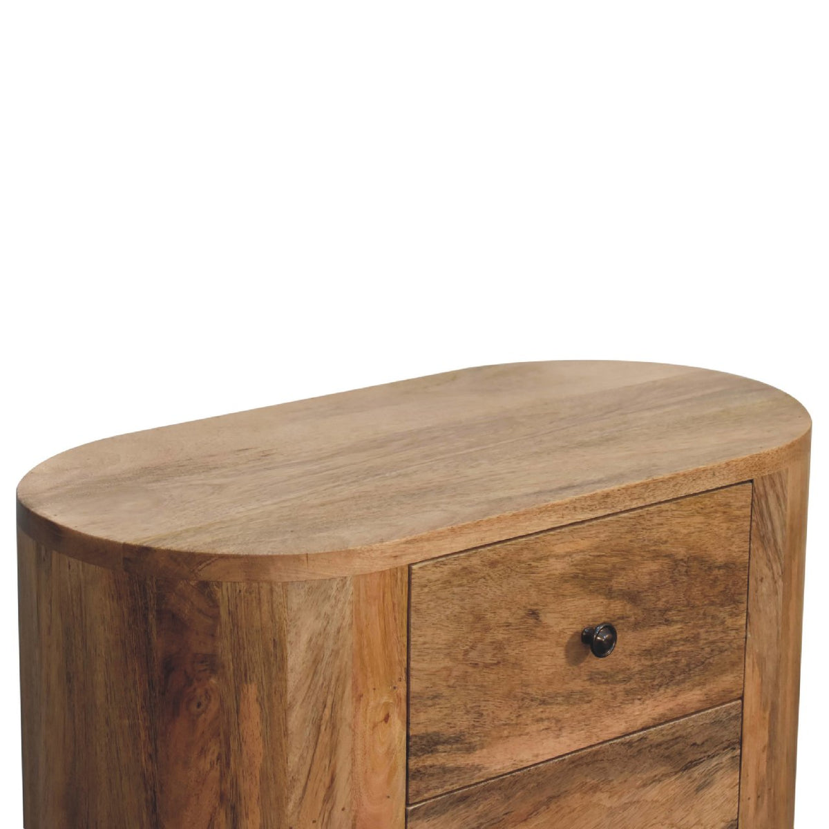 Small oak-finish cabinet with raised Nordic-style legs