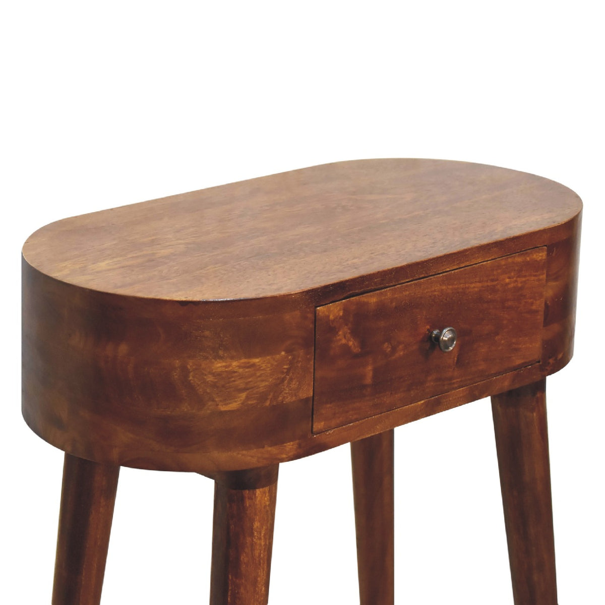 Solid mango wood grain on the chestnut console table