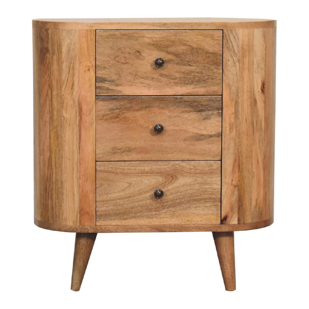 Three-drawer mango wood cabinet for bedrooms