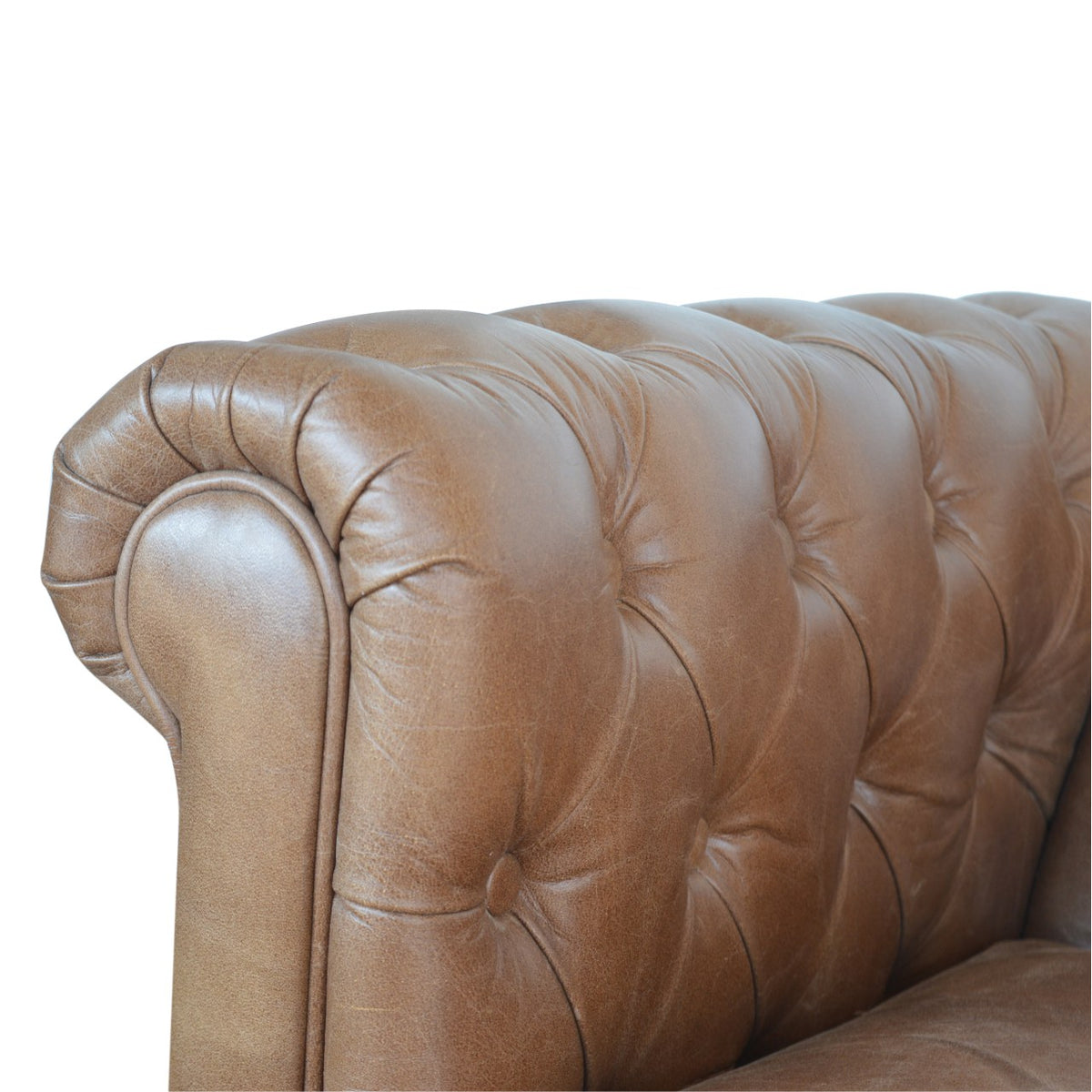Two-seater Chesterfield sofa with solid mango wood frame