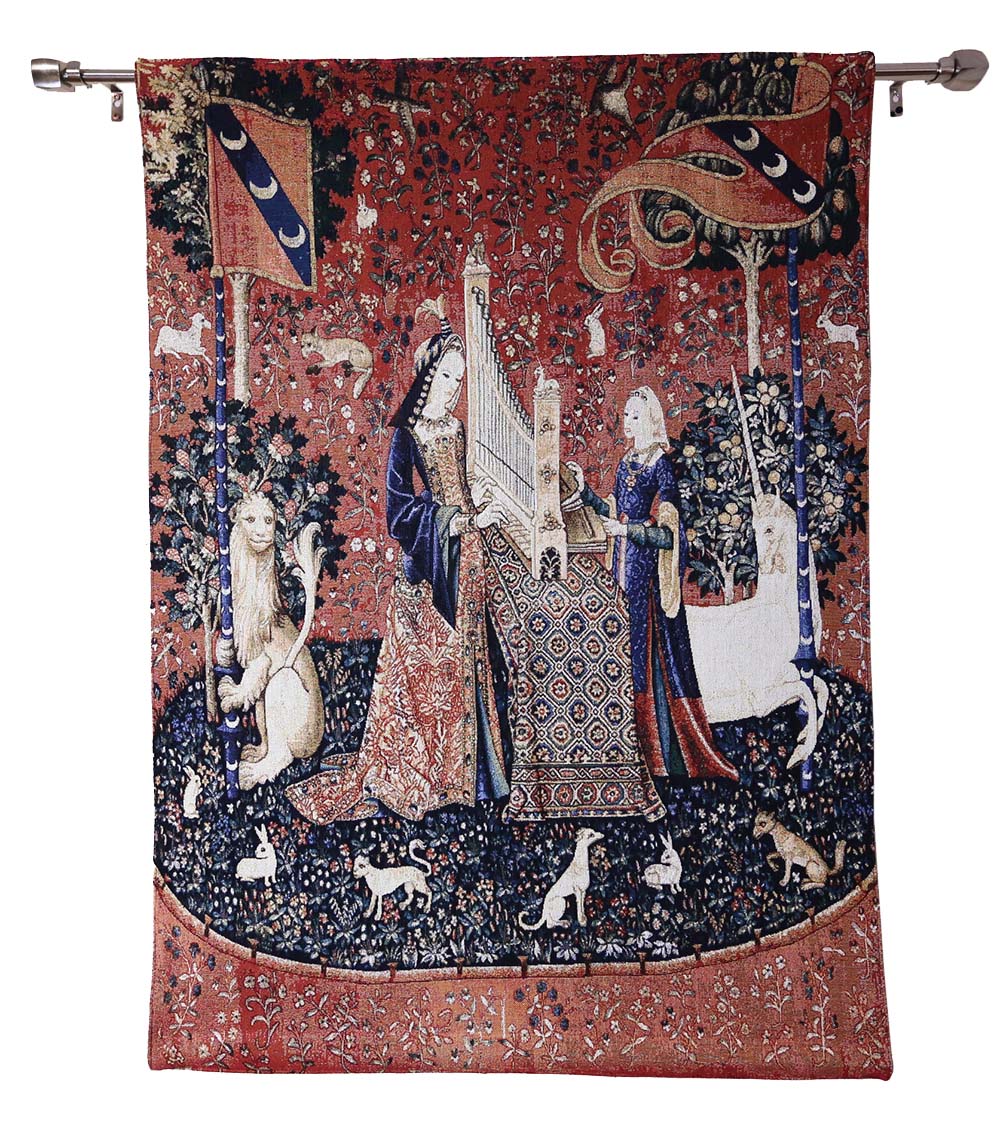Lady & Unicorn Sense of Hearing Tapestry Wall Hanging | 2 Sizes