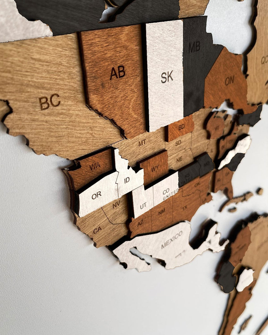 3D Wooden World Map — Mocha Finish | Home & Office Wall Art