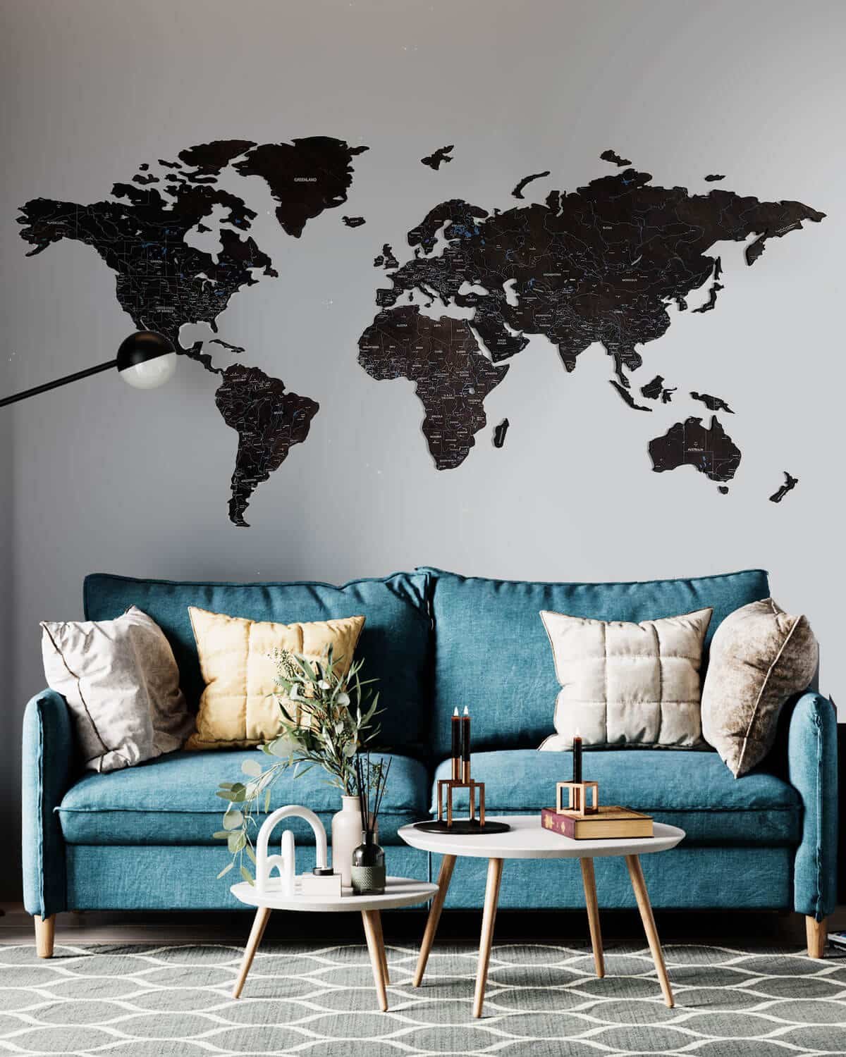 Colored Wooden World Map​ Heban