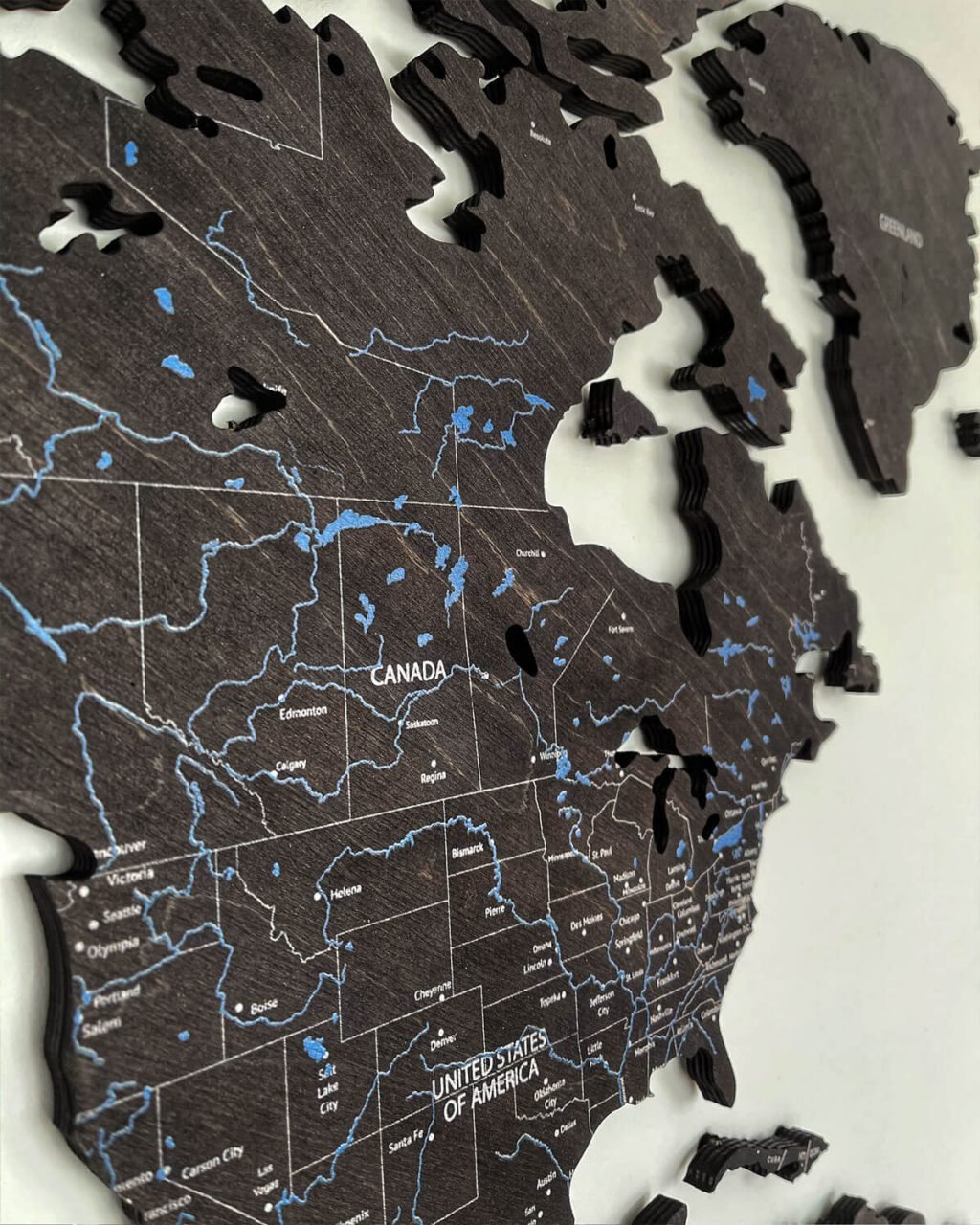 Colored Wooden World Map​ Heban 3